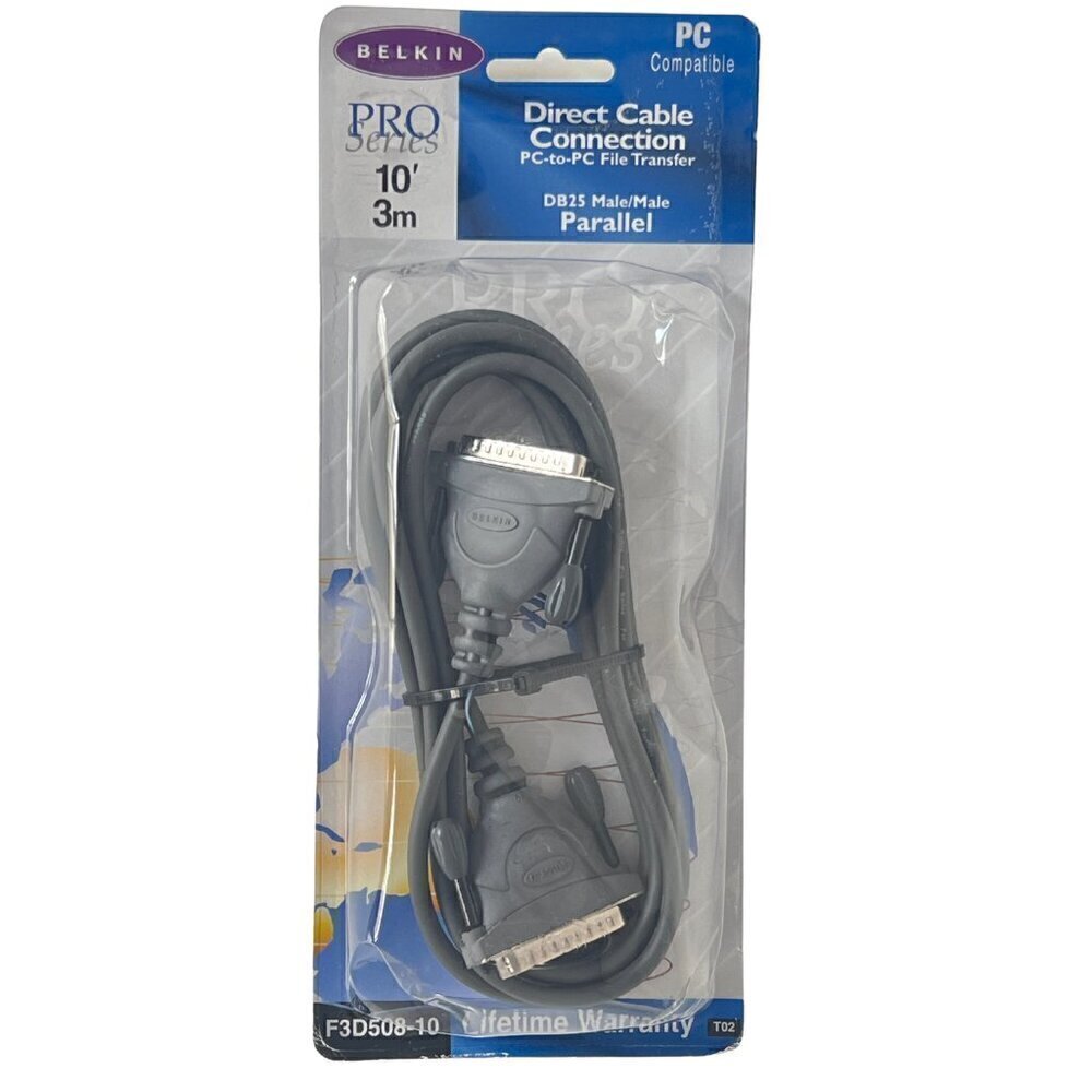 Belkin PC to PC Direct Cable Connection F3D508-10 DB25 Male to Male Parallel